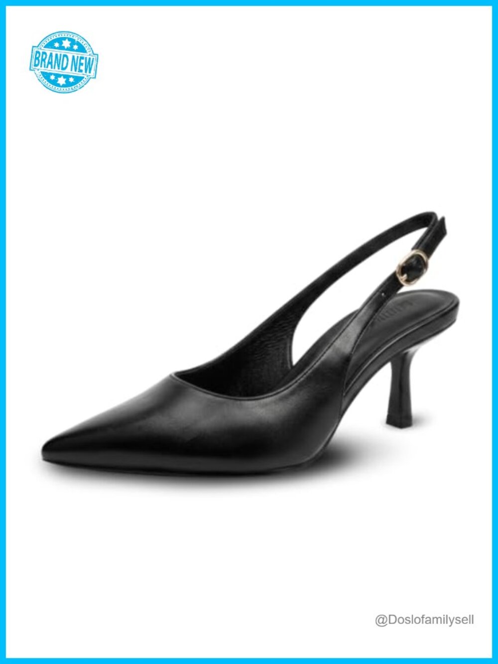 Slingback Kitten Heels Pointed Closed Toe Pumps Faux Leather